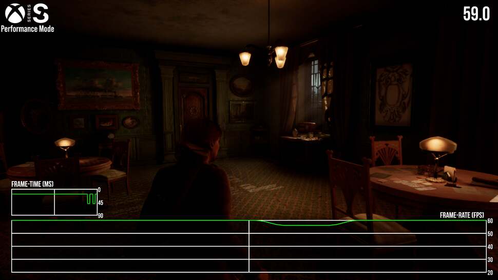 Lastly is the Series S in its 60fps performance mode, which has a surprisingly tight lock at 60fps - owing to its dynamic 900p setup - though hitches remain as with Series X