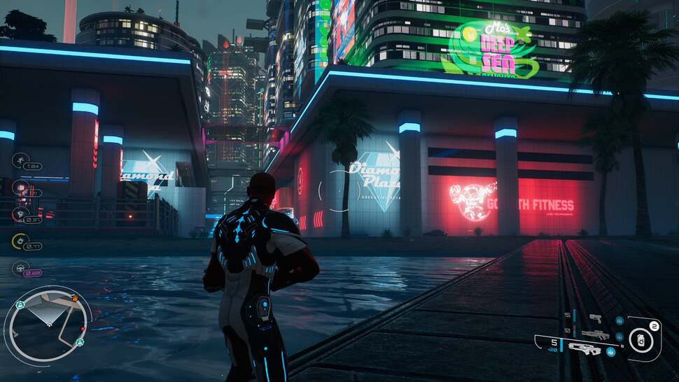 With its emphasis on neon, scale, verticality and simple but effective surface shading, Crackdown 3 presents a unique open world that really comes into its own on Xbox One X and PC's higher settings