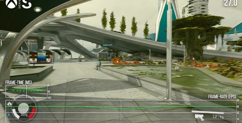 Starfield performance on Xbox Series S plays out almost exactly as it does on Xbox Series X. It had a tight hold on its 30fps target, with only the major cities causing small performance dips.