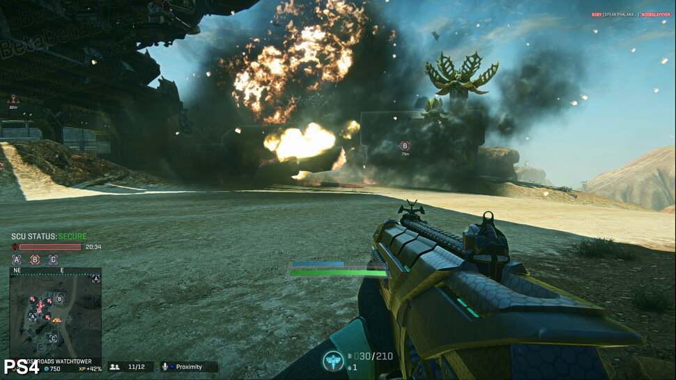 Fire effects are rendered as flat alpha sprites, each of which stand out next to volumetric effects like smoke. Meanwhile particles carry lighting properties, bringing a glow to close surroundings