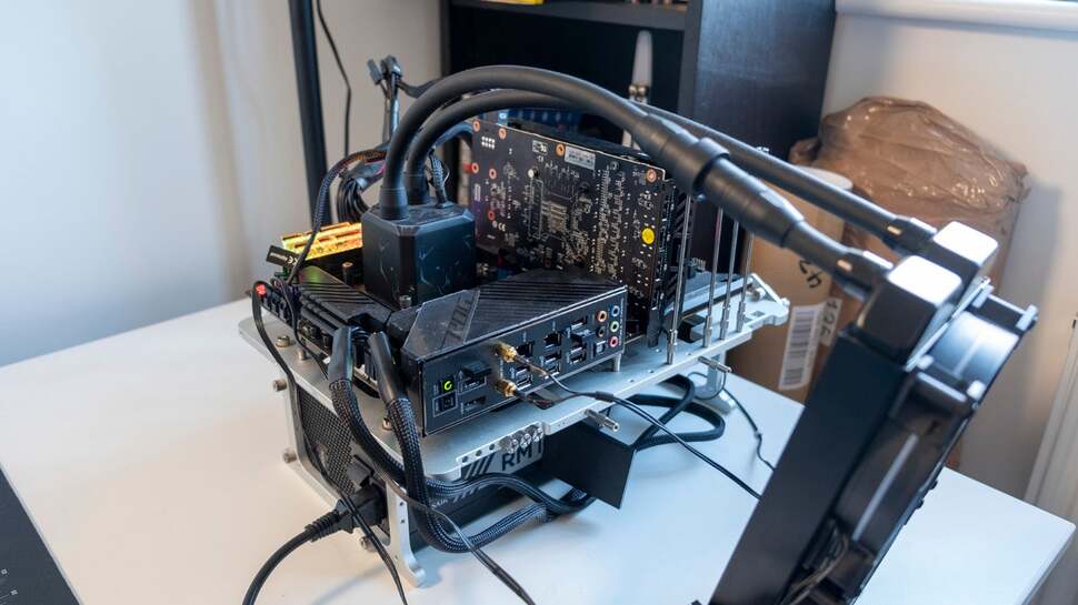 Our testing station for the RX 6600, complete with new PSU