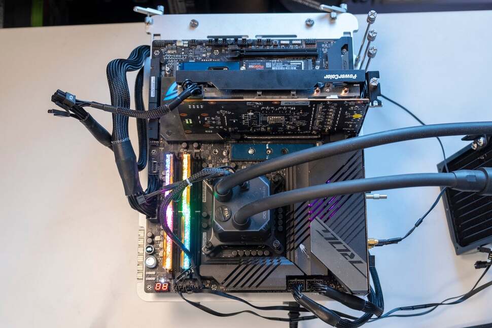 Our testing station for the RX 6600, complete with new PSU