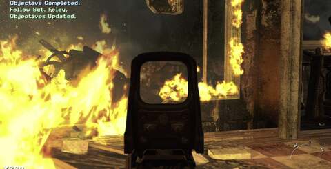 The lower-resolution alpha buffer in the PS3 version of Call of Duty: World at War gives it a more consistent performance level even when compared to Modern Warfare 2. The flames here are like-for-like in MW2 (below), while the WAW shots on top show the bandwidth-saving effect.