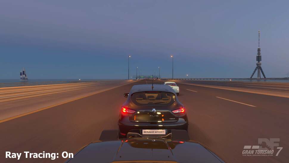 More RT fun - here, you can see the POV car is being reflected on the back bumper of the car ahead, while the reflection of the car ahead can be seen on the bonnet of the POV car.