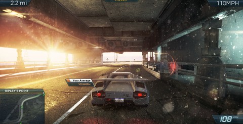 Most Wanted is a visually arresting game at higher resolutions on PC, but the clarity is sullied a little by the enforced post-process AA. This blurs over some of Criterion's beautiful asset work, though having sky-high resolutions helps with visibility over long highway stretches.