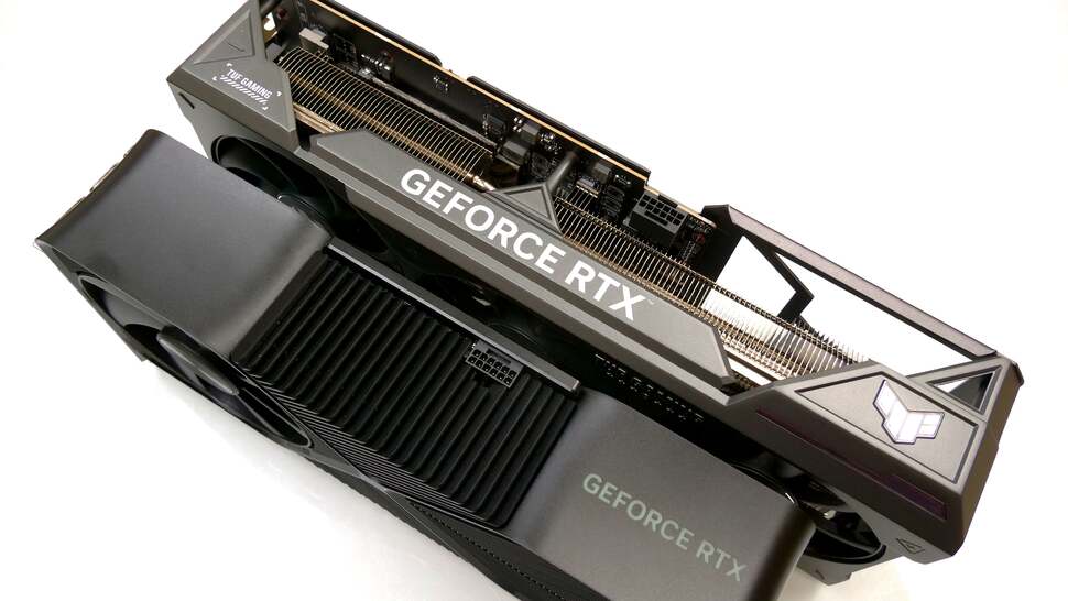 Both RTX 4080 Supers we're looking at use the 12VHPWR connector, and both ship with adaptors for standard PCIe connectors - three of them