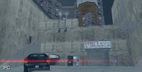 Claude's hideout is an example of differing levels of detail across all versions. As you can see, the PS2 version fares worst, the PC version gains a water tower, while the Xbox game is gifted additional AC ducting. The new iPad game is equivalent to the computer version.