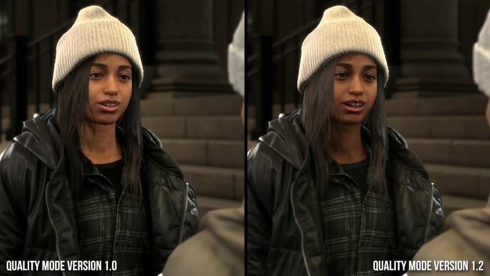 Protagonist Frey's hair can have a grey cast at times, although it still animates nicely