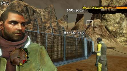 First up: resolution. Red Faction Guerilla is running at native 720p on both platforms, with the 360 code sporting 2x MSAA that&rsquo;s completely absent on the PS3 game.