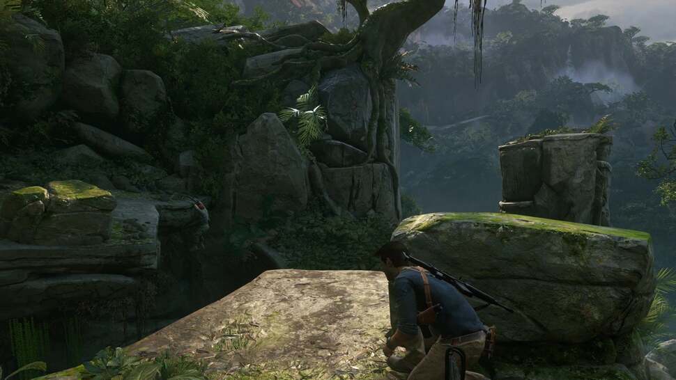 Enemies are more capable of traversal this time around, it seems. At several points during the demo we see enemy soldiers, unaware of Drake’s position, jump across and grab various ledges while searching