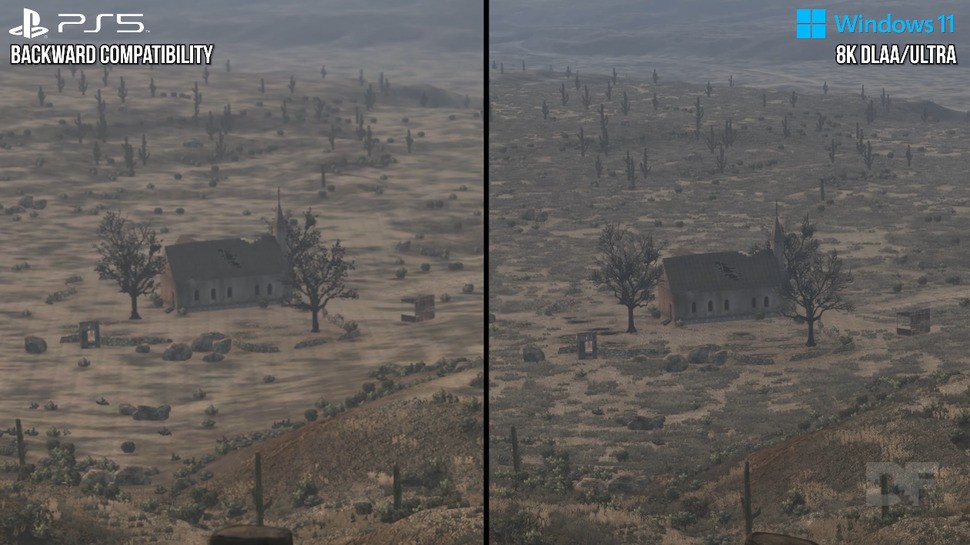 The substantially longer draw distances and reduced pop-in are a hallmark of the PC release.