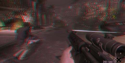 The 3D experiment continues, this time with a brace of PS3 shots derived from the 1280x1470 output of the console. Again, the left eye only gives the conventional 2D image, while the anaglyph 3D image to the right should hopefully represent the depth of the 3D image.