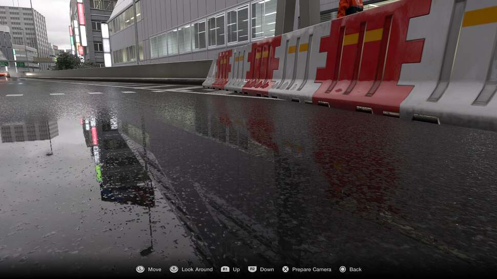 Reflections within the environment appear and disappear based on weather conditions