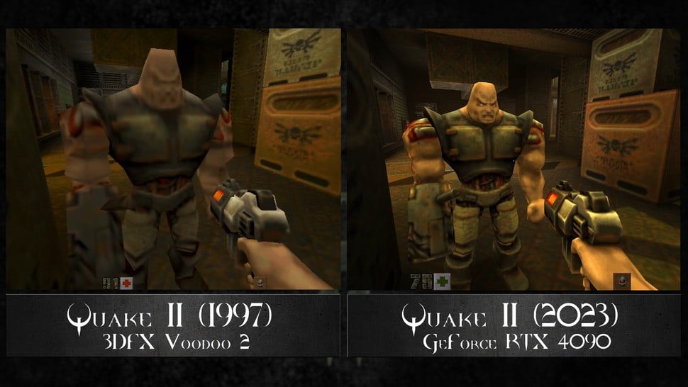 There's a huge difference in model quality in the 2023 release, as the result of reworked assets using the skeleton-based MD5 format versus the more space-efficient MD2 format