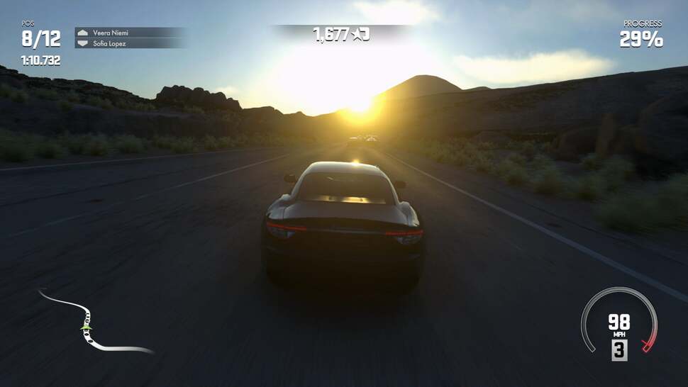 While impressive, the intensity of direct and reflected sunlight off other cars and parts of the environment can make it difficult navigate the track during when driving. However, the effect remains more grounded and realistic