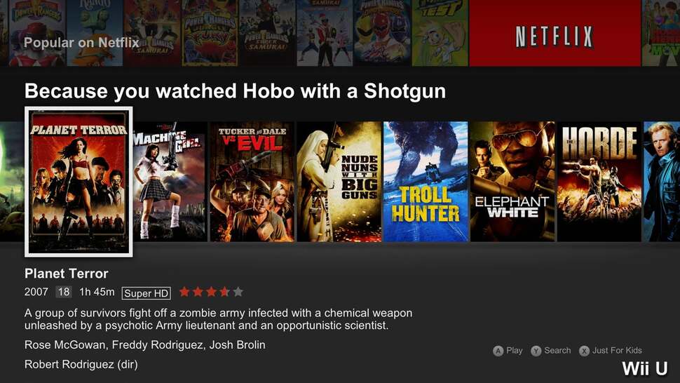 Netflix relies on categories and recommendations to deliver its content, with very similar menus on all platforms. These are displayed on the main screen, complete with box art and brief synopsis, including resolution and sound formats