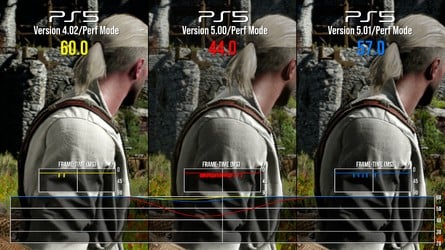 The ups and downs of performance on base PS5. The game is in a much better place in terms of frame-rate, but tears remain.