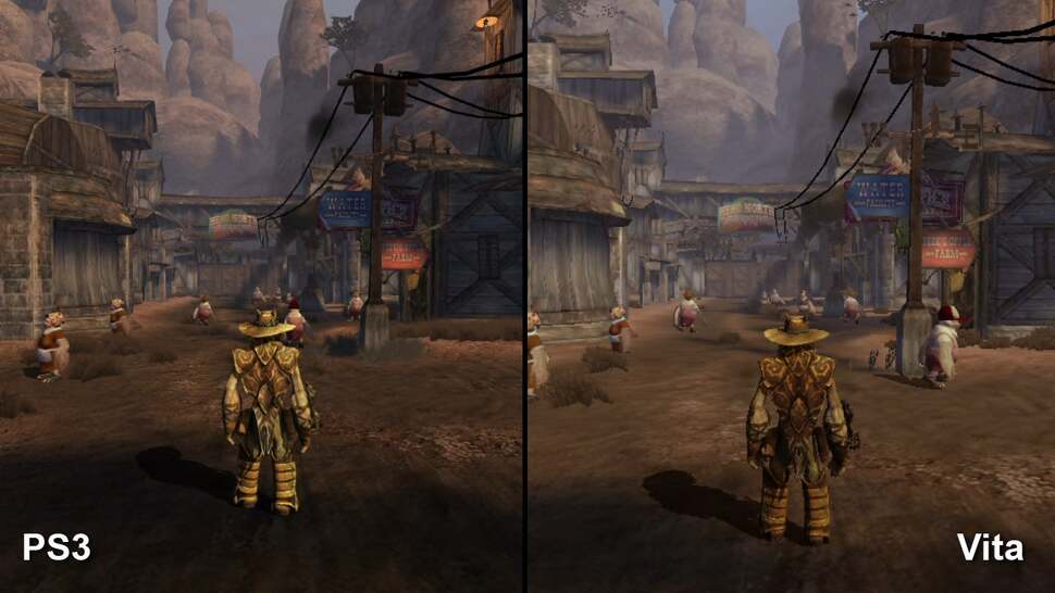 Texture resolution and effects work has been pared back for Vita, but it's not so much of an issue on the smaller screen. The most demanding scenes compare very favourably with the PS3 game - the busy town a case in point.