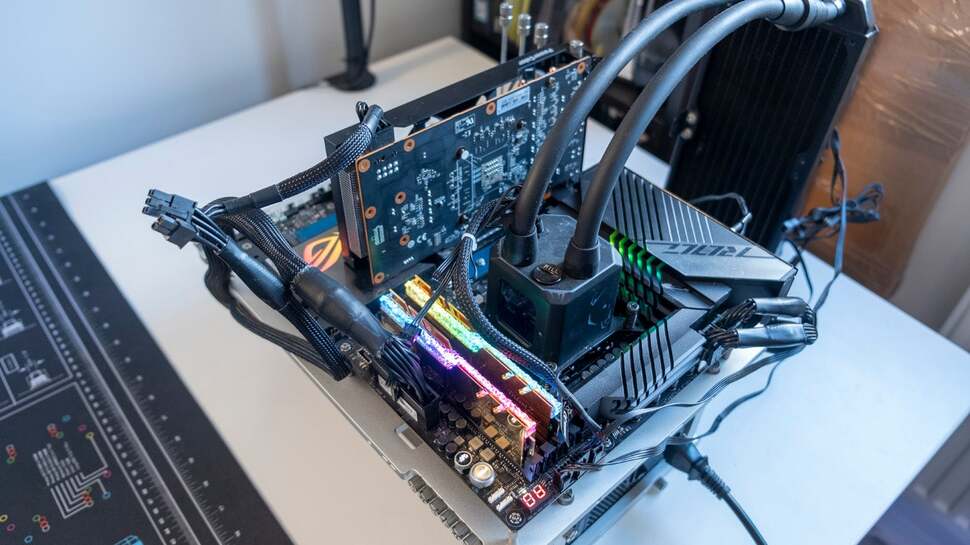 Our testing station for the RX 6600, complete with new PSU