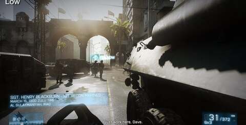 Comparing Ultra with the Low graphical presets shows us that all objects and foliage are in place regardless of setting - although a price is paid in texture quality. Flickering, dithered shadows also stand out as a larger distraction on the lower settings.