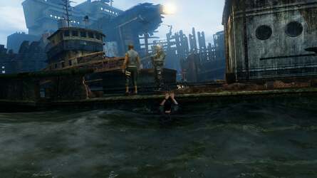 This level is ripe for a stealthy approach as Drake moves from boat to boat taking out the guards, but one wrong move, even in a quiet, secluded area causes all hell to break loose and it's impossible to hide again. There's a feeling the game engine doesn't always play by its own rules.