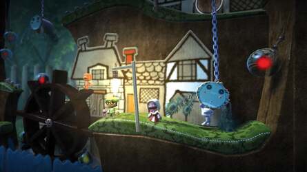 In LittleBigPlanet (left), scene illumination had convincing soft shadows but local spotlights were shadowless. LBP2 (right) takes realistic lighting a significant step further.