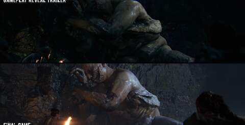 The original 2019 Hellblade 2 reveal trailer was made with no game in existence, but this later trailer is in the game. Visuals are refined for the final release, though fire animation isn't quite as smooth.