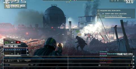 Despite the blurry image, the 60fps performance mode is the place to be - it's mostly at the target, dropping into the 50s in the heavier scenes. The 30fps quality mode is OK, but prone to frame-pacing problems and the occasional, genuine drop beneath the performance target.