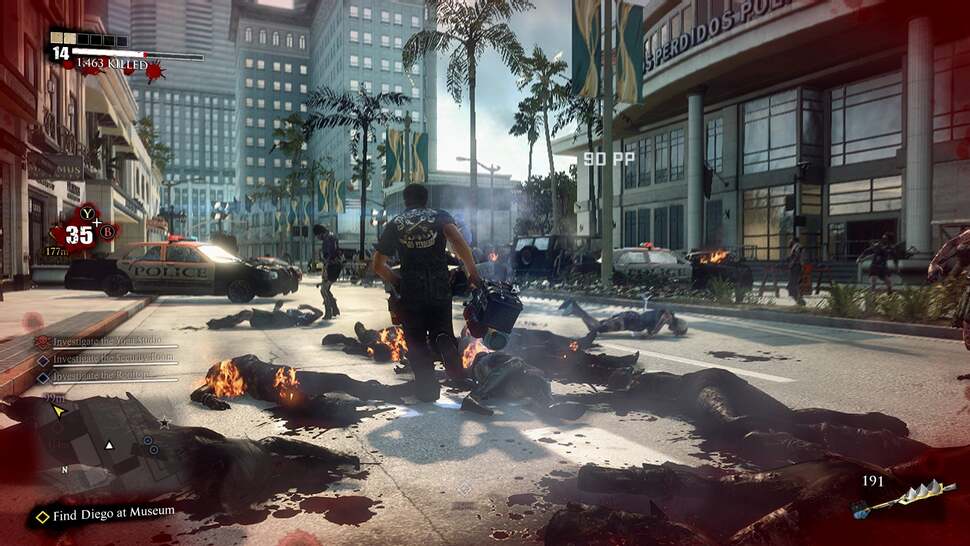 Dead Rising 3 from its best angle. Capcom Vancouver gives us the entirety of Los Perdidos to explore; the series' biggest world by a long stretch, complete with vehicles, three times the zombie count, and no intrusive loading screens