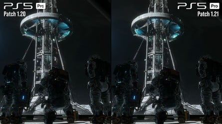 Pragmata PS5 Pro 1.20 vs 1.21 comparison - tower