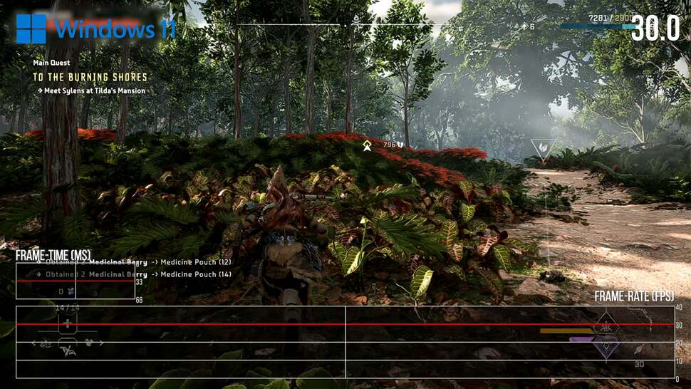 Some of the game can actually run quite nicely at 1080p with DRS - but the Burning Shores areas in particular are heavy, so we opted for 720p for consistency's sake