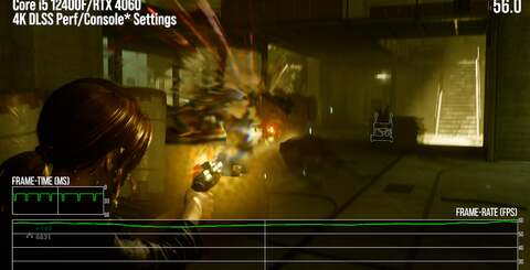 Up top, PS5's latest patch in A Plague Tale: Requiem increases perf to hit the 40fps cap, leaving RTX 4060 behind. In the second shot, a new performance test shows a 1-4fps variance between RTX 4060 and PS5, but DLSS can help. Below, both Metro Exodus and Control can deliver great-looking reconstructed 4K RT experiences, with minor dips into the 50s - unnoticeable on a VRR display.