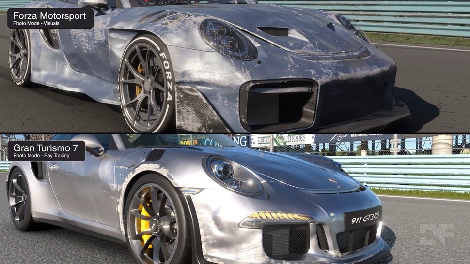 After a destructive lap, it's plain that Forza offers more intense car damage with more noticeable crumpling of body panels and a more aggressive paint wear system.