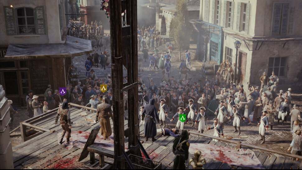 The increased NPC numbers have a practical use, as well as being a technical advance: four players in co-op can approach a target undetected by wading through crowds.