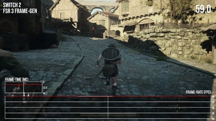 Here are the three performance modes: standard 30fps, uncapped, and uncapped with frame generation. None of these are quite perfect in terms of execution. 