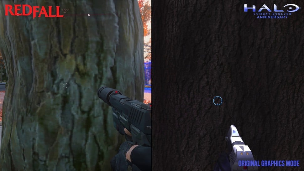 Sometimes textures fail to load at all - the alternative scenario is that the original Halo: Combat Evolved on the OG Xbox has far superior tree texture quality than a brand new Series X game. Click on the thumbnails for higher resolution imagery