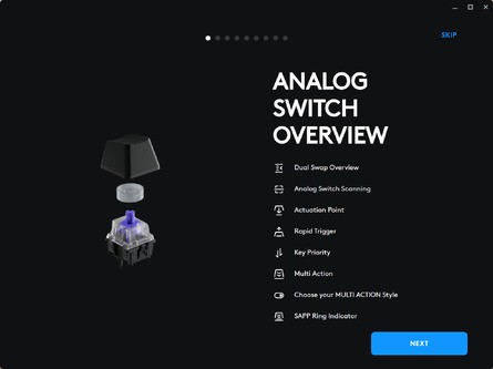 The G Hub software has no shortage of tutorials, which is honestly great given that it's the first TMR keyboard they have made, so its capabilities will be new to most people. Click to enlarge.