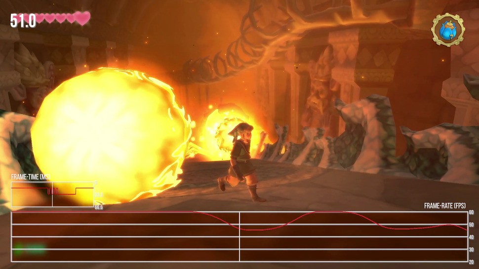 Skyward Sword HD runs at 60fps - and it's pretty much locked. This is the only dip to performance found in my playtesting