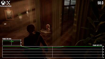 With Xbox Series X in its performance mode, there's a higher rate of frame drops abruptly affecting play in moving between rooms - but it's otherwise a solid turnout. PS5's performance mode fares best with a tighter 60fps reader in general exploration, and the fewest traversal hitches overall.