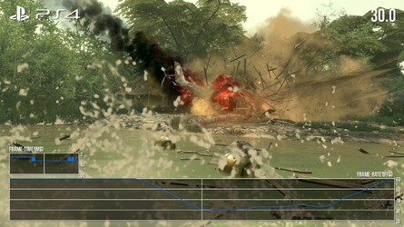 As you'd expect, frame-rates are perfect on PS5 but drops are possible on PS4, with double-buffer v-sync dropping frame-rates to 30fps when transparencies start to fill the screen. Click to enlarge. 