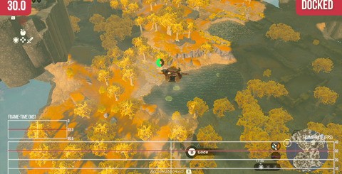 The top shots show Tears of the Kingdom throughout the majority of play - a properly frame-paced 30fps. The bottom shots show the extent to which the demanding physics of the Ultrahand capability can impact performance. Combine Ultrahand with a demanding area like Kakariko Village and frame-rates can be impacted to a prolonged degree.
