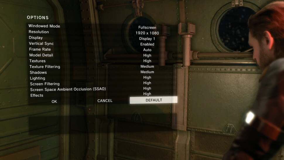 Here we see the PC with its default settings, closely matching the graphical setup on PS4. Topping all options out at extra high, we see tangible improvements to the Fox Engine's delivery of the game - with the highest shadow quality taking a toll on most cards.