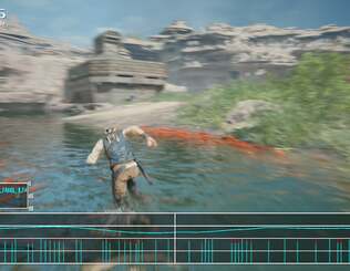 A look at ballpark performance in resolution and performance modes on PS5, along with worst-case testing with RT reflections in water, dominating the viewport.