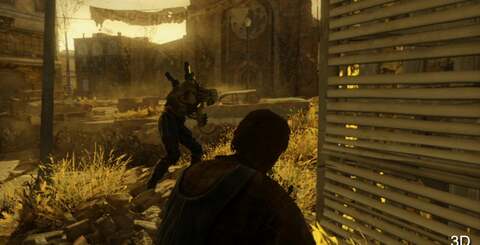 Our traditional 2D vs. 3D screenshot comparison. Resolution and certain effects such as motion blur and shadow view distance are pared back but the overall look is very similar.