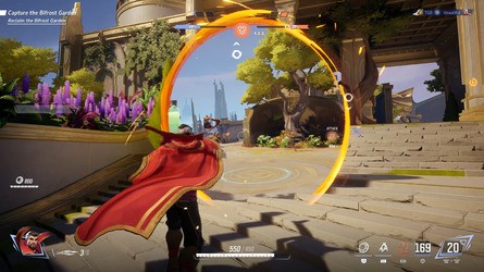 The destructible terrain, here revealed in an alternate vision mode, has the potential to change how matches play out - and has its own performance burdens. Dr. Strange's portal ability is even more challenging to render, resulting in frame-drops on all consoles at present.