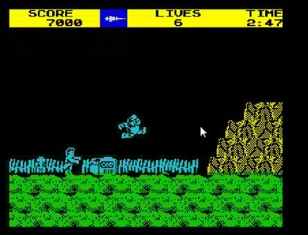 Without the hardware assistance found in the C64, the Spectrum struggled with scrolling titles but there were some exceptions: Keith Burkhill's Ghosts 'n' Goblins was supremely playable and very smooth on the Speccy, and Joffa Smith's Cobra remains one of the most impressive technical achievements on the machine.