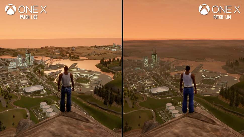 San Andreas now features a 'Ground Haze' option, which adds some low-lying layers of haze that obscure the horizon line and distant terrain - a major improvement