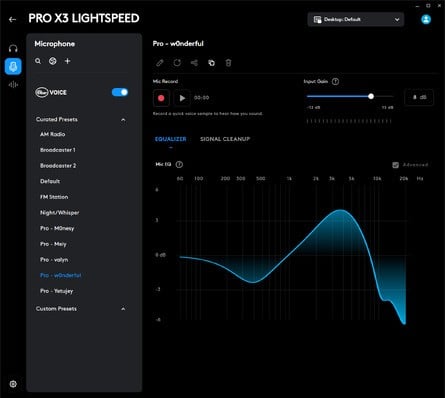 Here's G Hub. The addition of parametric EQs for the mic and headset is great, and only the sampler feature really feels like a gimmick - everything else is useful. Click screenshots to enlarge.