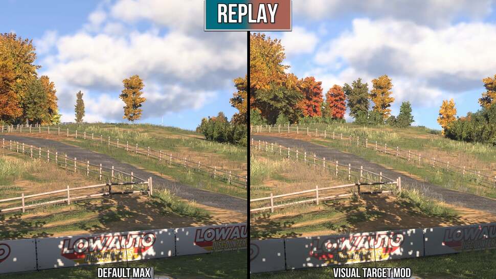 In addition to extra grass and foliage, extra trees are observed with the mod active