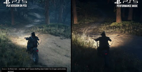 Days Gone Remastered makes nights darker, with your headlights lighting the way ahead but the rest of the environment remaining cloaked in shadow. Camps are also dimmer, while the night sky takes on new life.